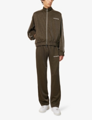 Cole Buxton Mens Khaki Glitter Logo-print Woven Track Jacket