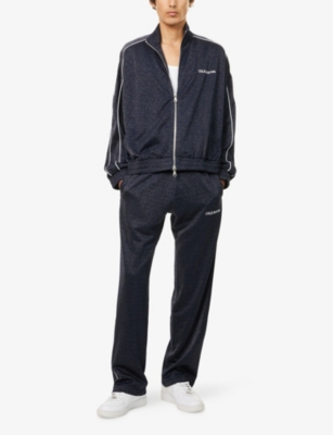 Cole Buxton Mens Navy Glitter Logo-print Woven Track Jogging Bottoms Xl