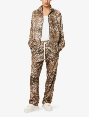 Cole Buxton Mens Leopard Relaxed-fit Woven Track Jacket