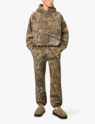 Cole Buxton Mens Real Tree Wide-leg Cotton-jersey Jogging Bottoms