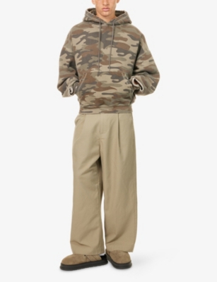 Cole Buxton Mens Camouflage Distressed Cotton-jersey Hoody Xl