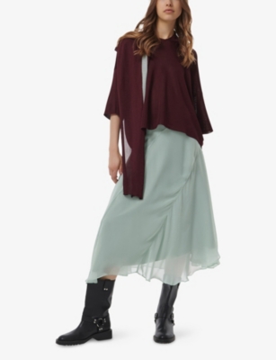 LEEM: Asymmetric-Panel High-Waist Chiffon Midi Skirt