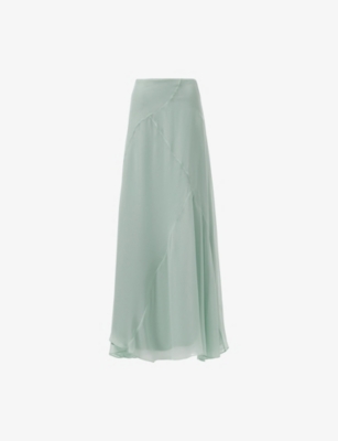 LEEM: Asymmetric-Panel High-Waist Chiffon Midi Skirt