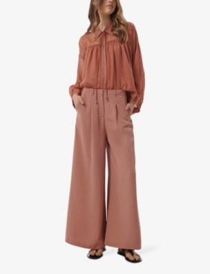 LEEM: Pleated Wide-Leg High-Rise Woven Trousers