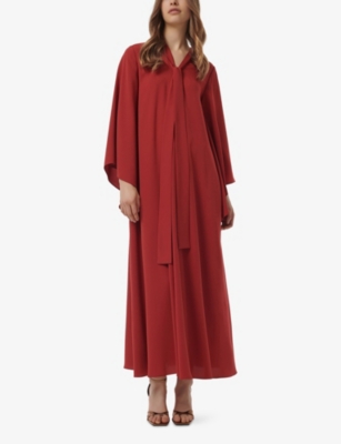 LEEM: Tie-Detail Bell-Sleeve Woven Maxi Dress