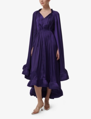 LEEM: Frill-Trim Marked-Waist Woven Maxi Dress