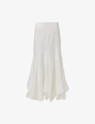 LEEM WOMENS WHITE LAYERED FITTED WOVEN MIDI SKIRT 