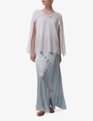 LEEM WOMENS LEEM ASYMMETRIC PANELLED SATIN MAXI SKIRT 
