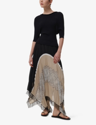 LEEM WOMENS BLACK BATWING RIBBED KNITTED TOP XL 