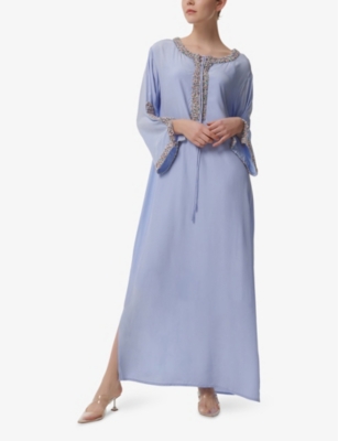 LEEM: Bead-Embroidered Long-Sleeve Woven Kaftan
