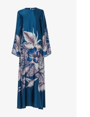 LEEM: Flower-Embroidered Printed Woven Kaftan