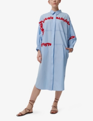 LEEM: Embroidered Relaxed-Fit Cotton Shirt Kaftan