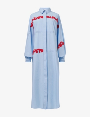 LEEM: Embroidered Relaxed-Fit Cotton Shirt Kaftan