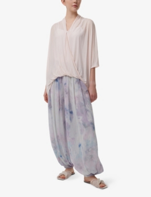 LEEM: Wrap-Detail Short-Sleeve Jersey Top