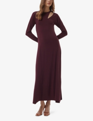 LEEM: Cut-Out Gathered Stretch-Jersey Maxi Dress