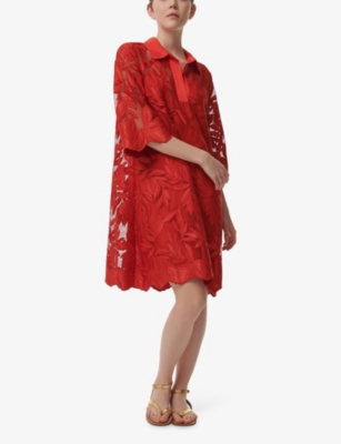 Shop Leem Womens  Floral Applique Mesh Midi Dress