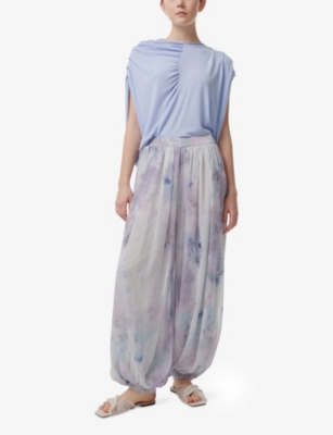 Leem Womens Multi-coloured Printed Mid-rise Harem Woven Trousers In Multi-coloured