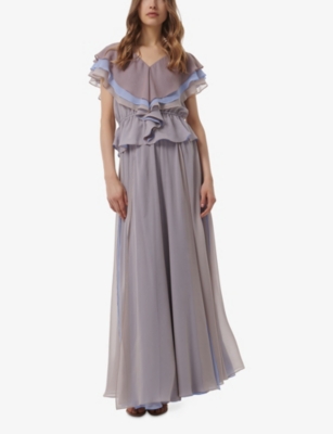 LEEM WOMENS MULTI-LAYERED FLARED WOVEN MAXI SKIRT XL 
