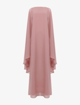 LEEM: Cape-Sleeve A-Line Woven Maxi Dress