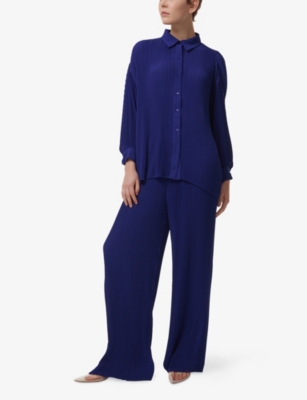 Leem Womens  Long-sleeve Plisse Woven Shirt