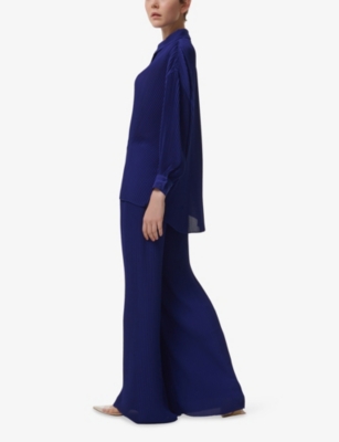 LEEM: Wide-Leg Plisse Woven Trousers