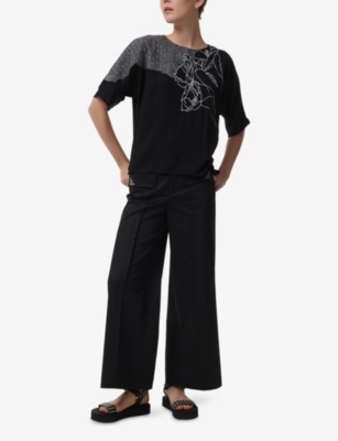 LEEM: Floral-Embroidered Short-Sleeve Bamboo and Cotton Top
