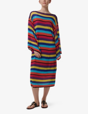 LEEM WOMENS LEEM STRIPE-PRINT KNITTED MAXI KAFTAN 