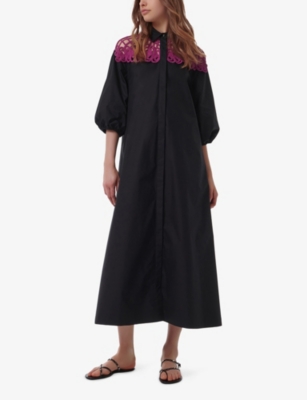 LEEM: Lace-Panel Cotton-Poplin Shirt Kaftan