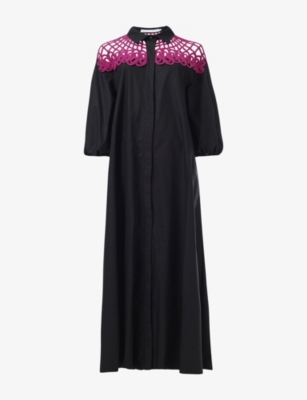 LEEM: Lace-Panel Cotton-Poplin Shirt Kaftan