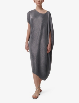 LEEM WOMENS LEEM ASYMMETRIC PLISSE WOVEN KAFTAN 