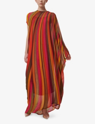 LEEM: Stripe-Print Relaxed-Fit Woven Kaftan