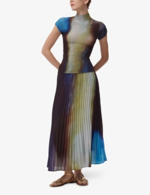 LEEM: Ombre-Pint Plisse Woven Top