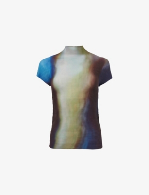 LEEM: Ombre-Pint Plisse Woven Top