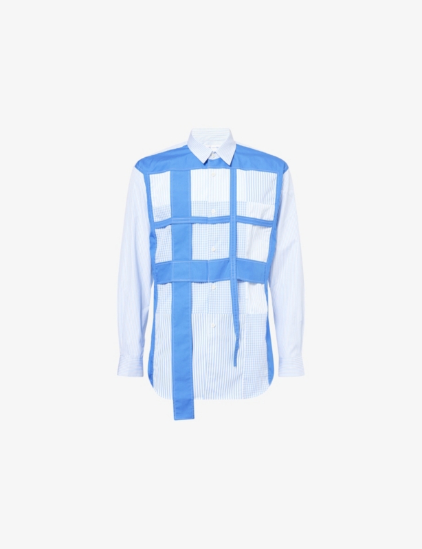 Overlay Striped Cotton-Poplin Shirt