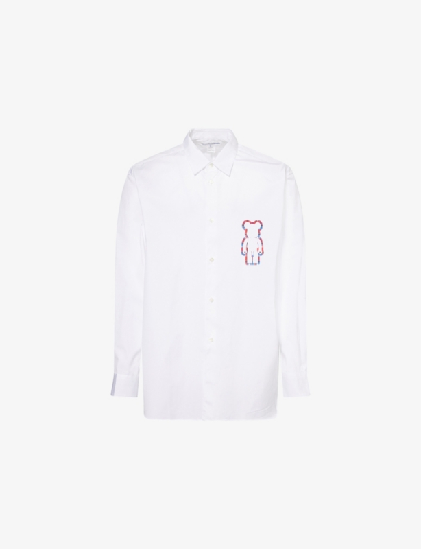 Teddy-Logo Oversized-Fit Cotton Shirt
