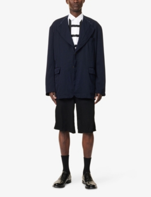 COMME DES GARCONS SHIRT: Round-Neck Button-Up Woven Shirt Jacket