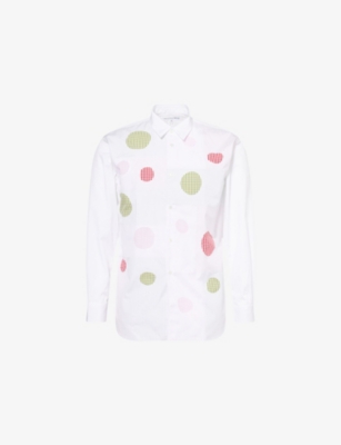 Mens Comme Des Garcons Shirt Check-Pattern Circle-Patch Cotton Shirt