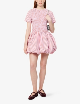 AMY LYNN: Eleanor Stripe-Print Puffball Cotton-Blend Mini Dress