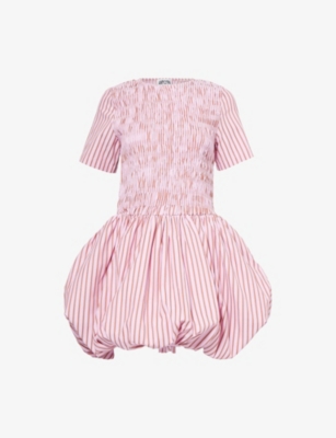 AMY LYNN: Eleanor Stripe-Print Puffball Cotton-Blend Mini Dress