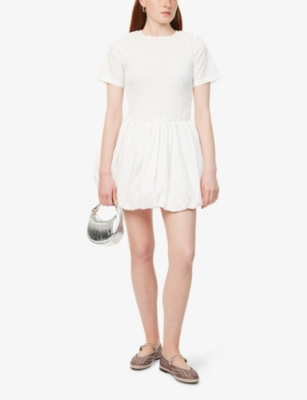AMY LYNN: Eleanor Shirred Puffball Cotton-Blend Mini Dress