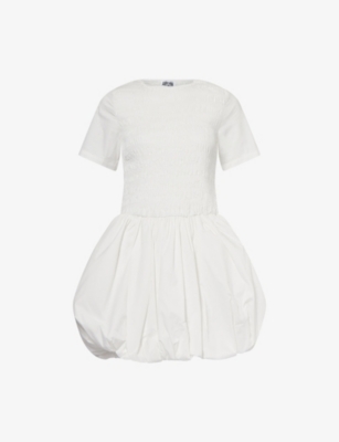 AMY LYNN: Eleanor Shirred Puffball Cotton-Blend Mini Dress