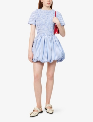 AMY LYNN: Eleanor Stripe-Print Puffball Cotton-Blend Mini Dress