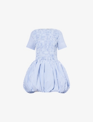 AMY LYNN: Eleanor Stripe-Print Puffball Cotton-Blend Mini Dress