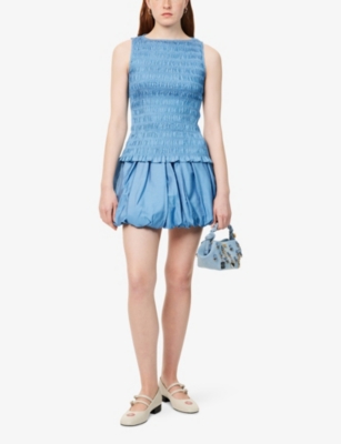 AMY LYNN: Claudia Puffball Chambray Mini Skirt