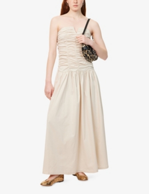 Amy Lynn Womens Shyla Ruched Cotton Maxi Dress Milk In Milk
