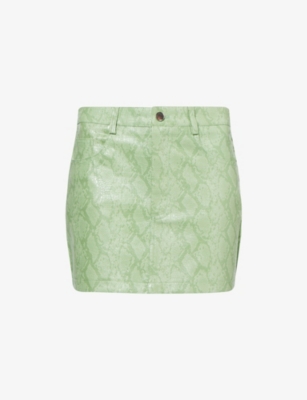 AMY LYNN: Milena Snakeskin-Pattern Faux-Leather Mini Skirt