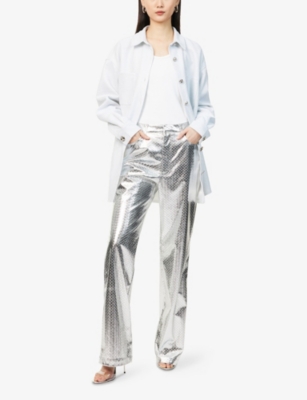 AMY LYNN: Oversized Glittered Woven Shirt