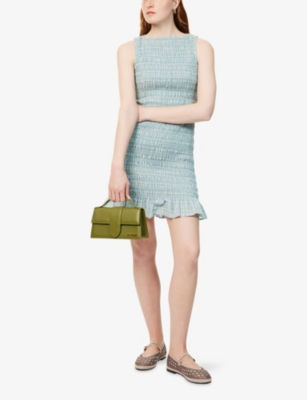 AMY LYNN: Poppy Check-Print Shirred Cotton Mini Dress
