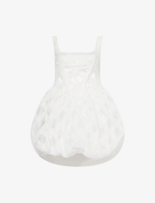 Amy Lynn Womens White Lisa Sequin-embellished Puffball Lace Mini Dress In White