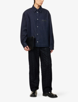 EMPORIO ARMANI: Logo-Patch Denim Blouson Jacket